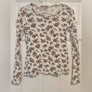 Lucky Brand White Floral Long Sleeve Tee